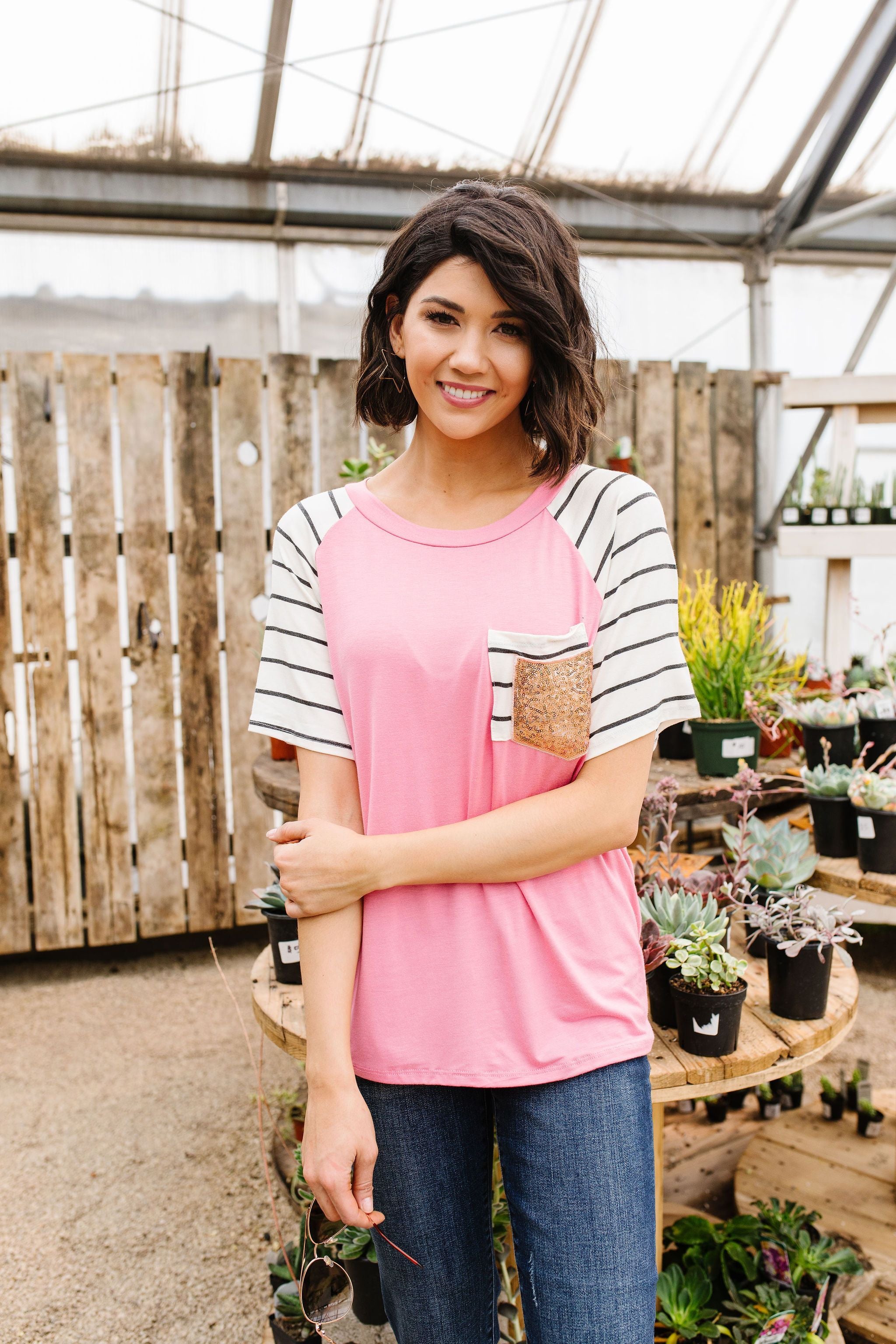 Double Bubble Gum Raglan Top