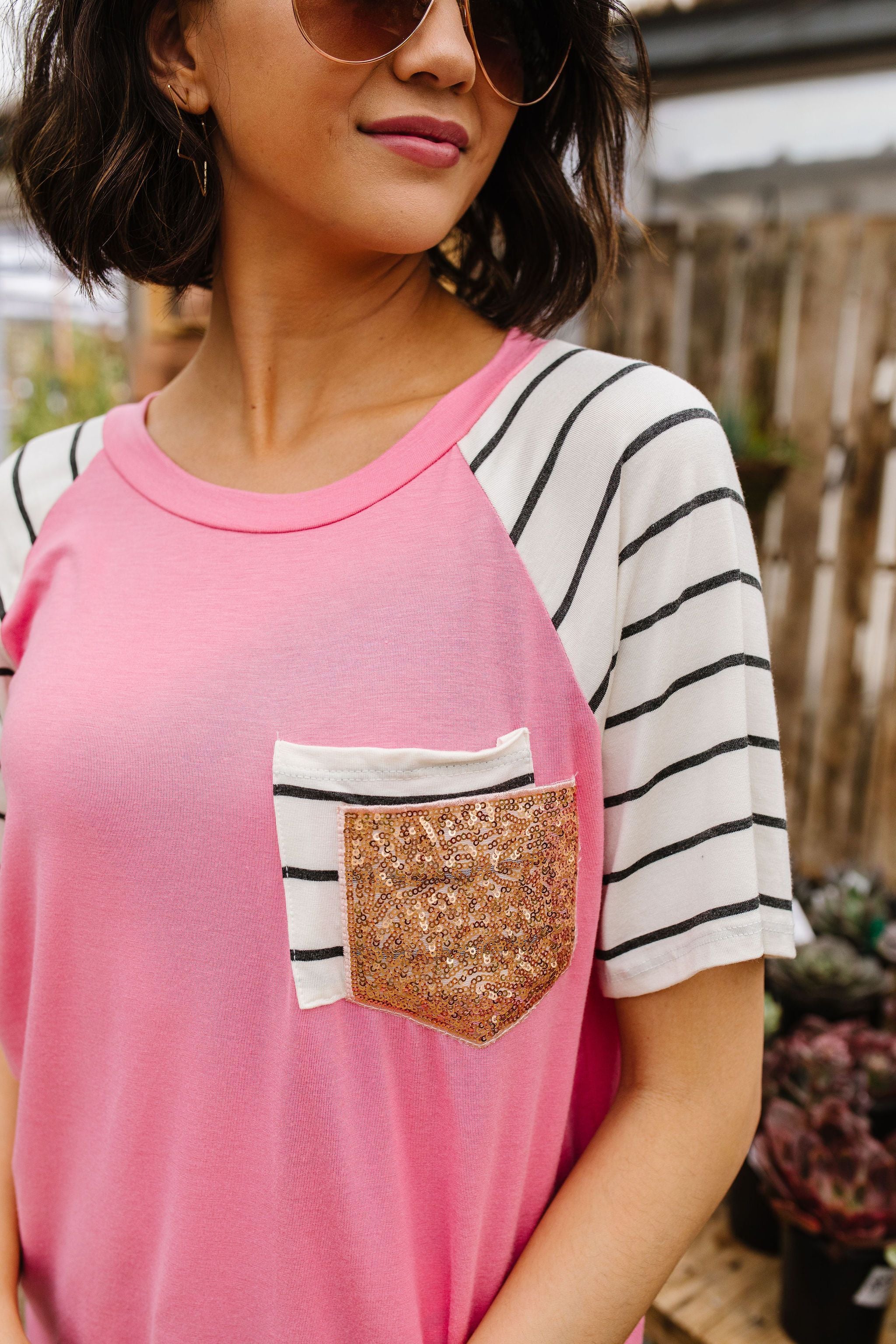 Double Bubble Gum Raglan Top