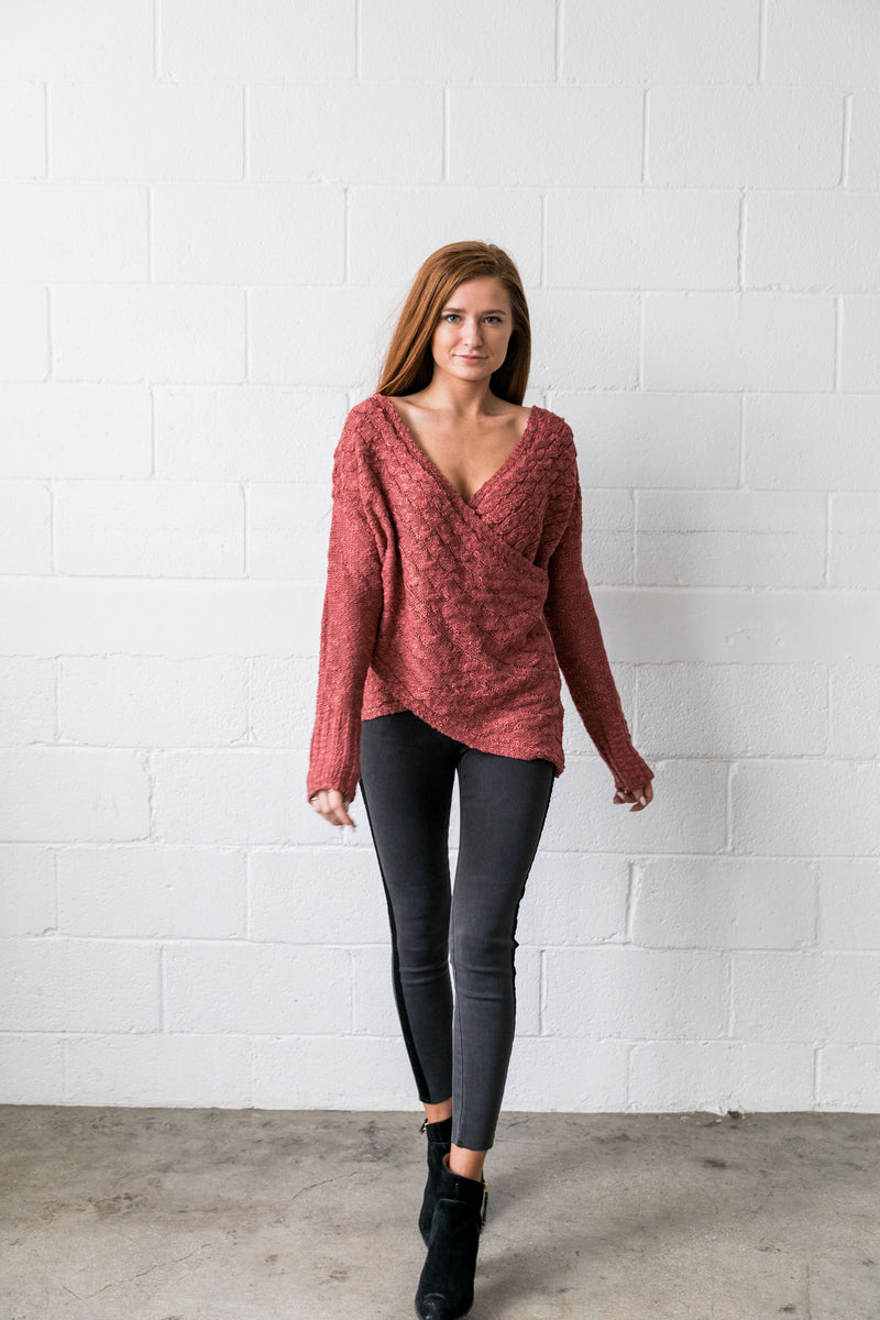 Double Cross Cable Knit Sweater