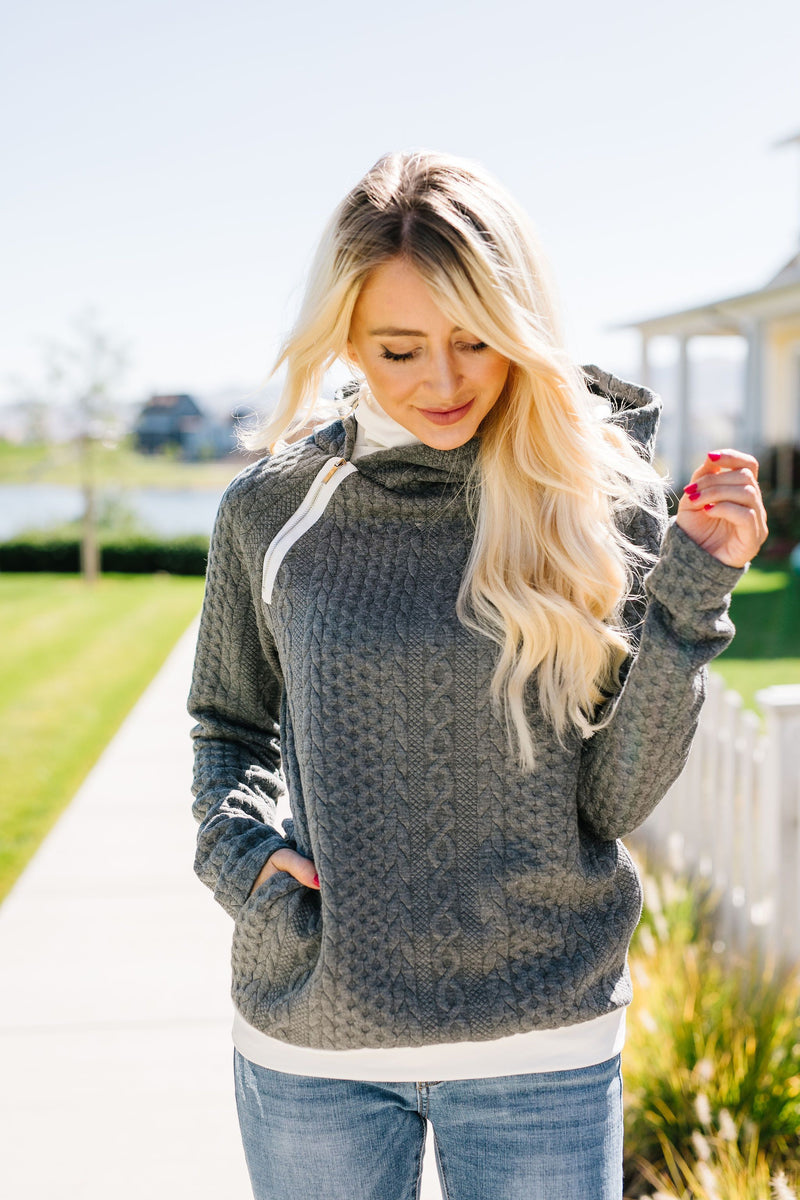 Double Hood Cable Knit Pullover