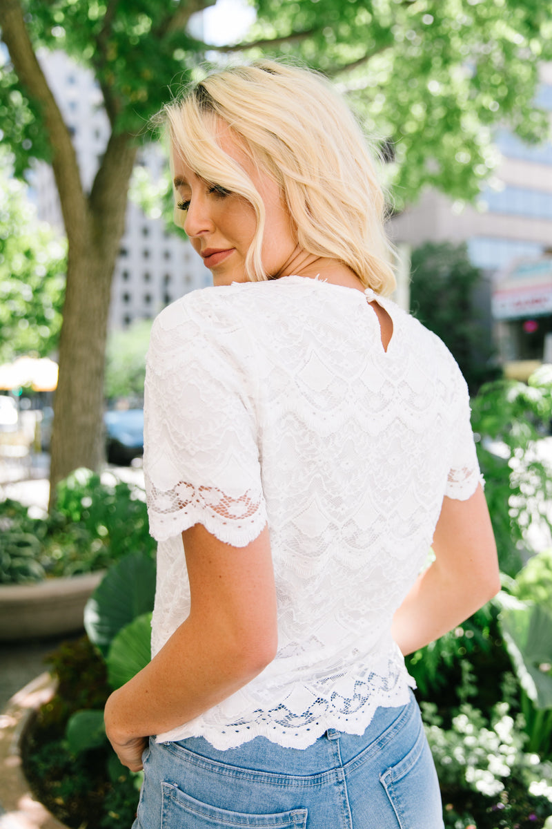 Downtown Abby Scalloped Lace Blouse