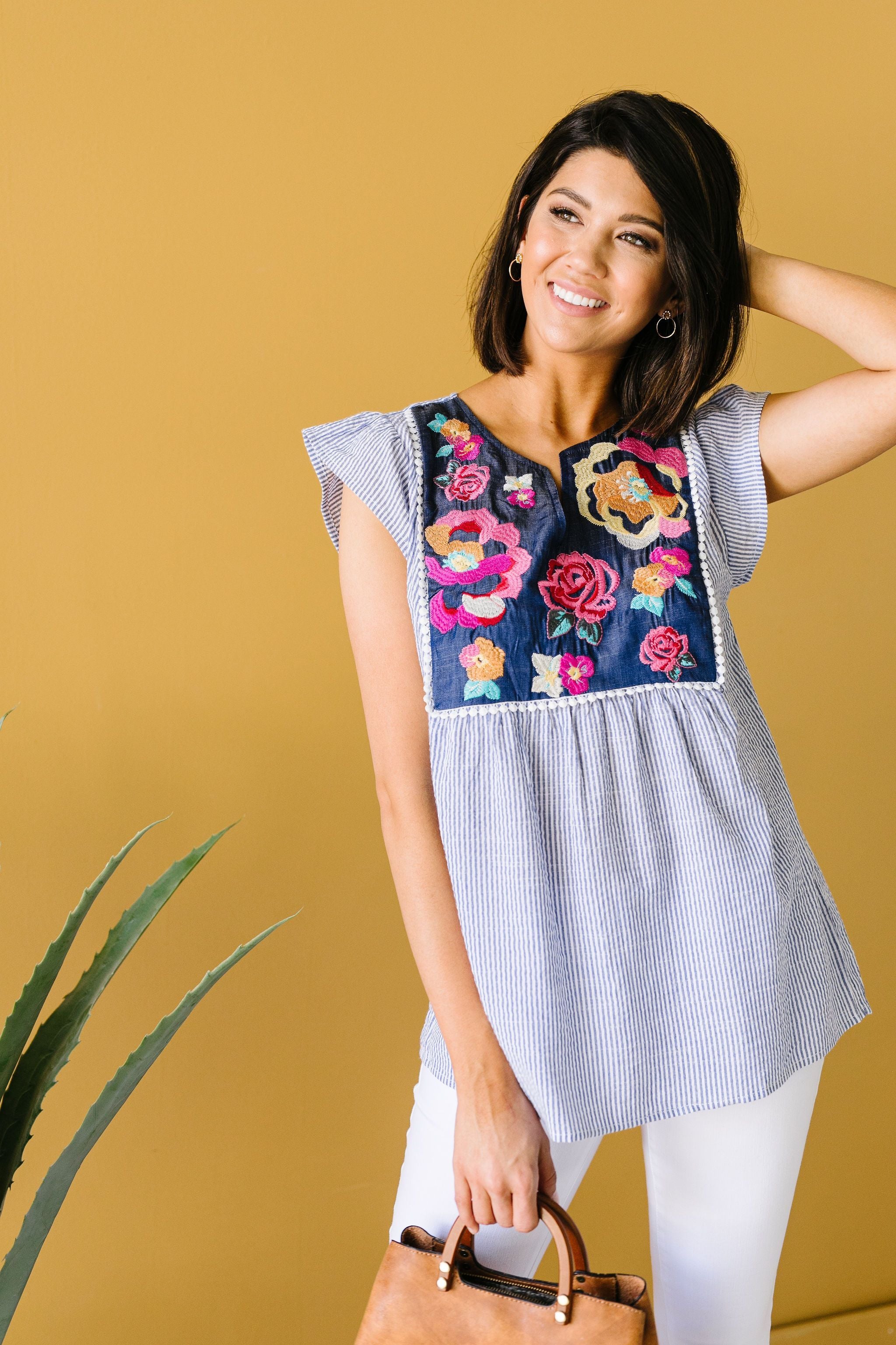 Embroidered Roses Blouse