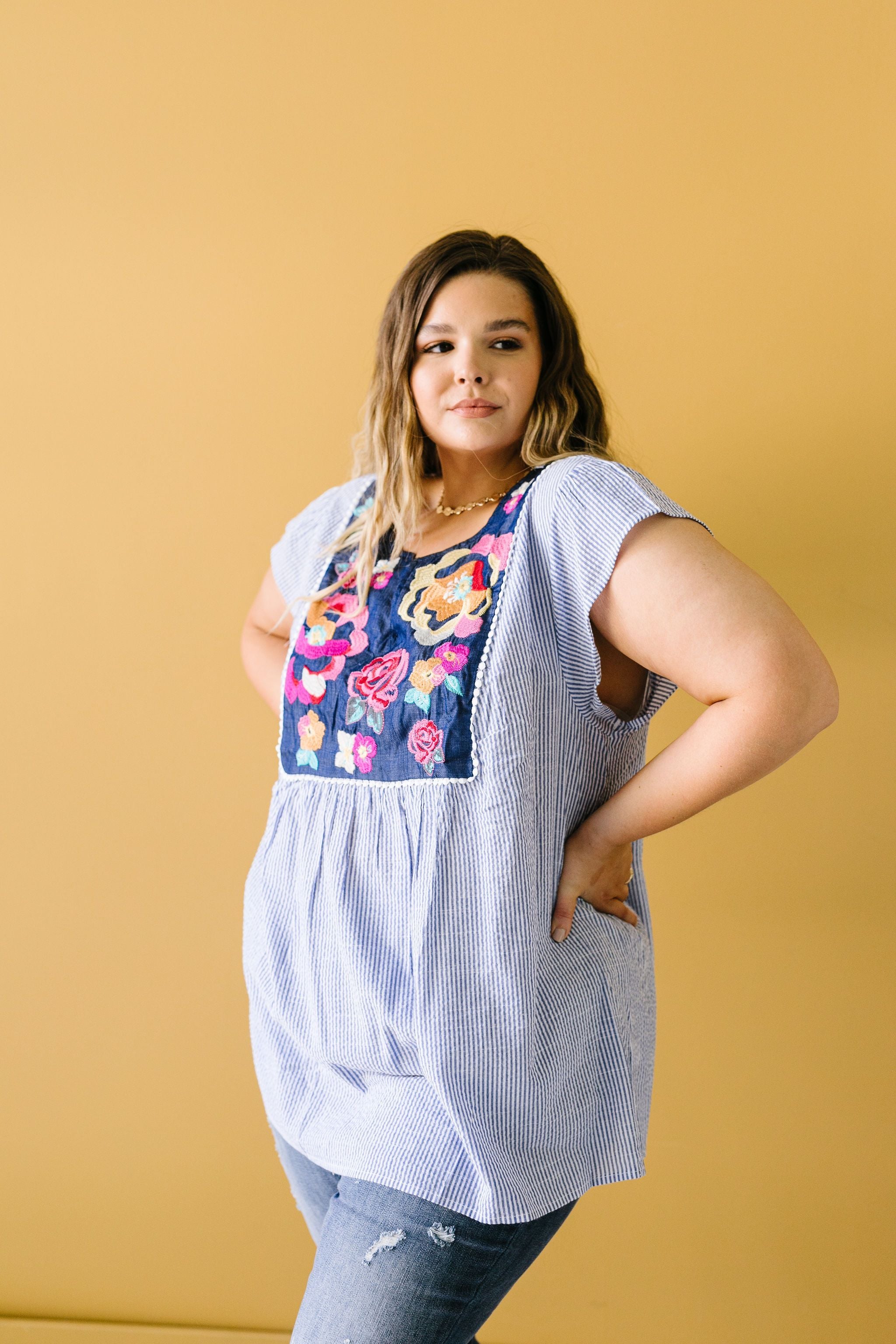 Embroidered Roses Blouse