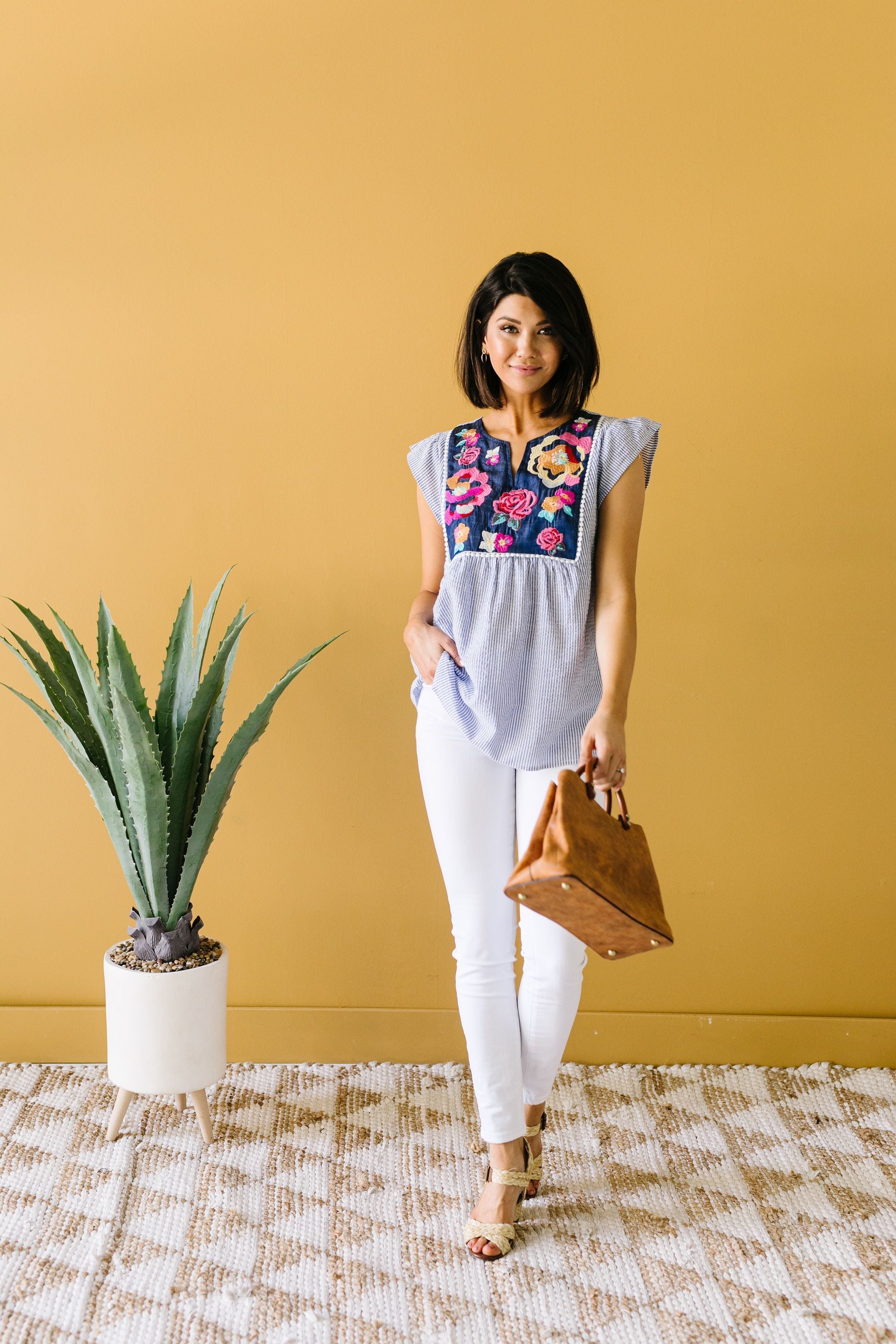 Embroidered Roses Blouse