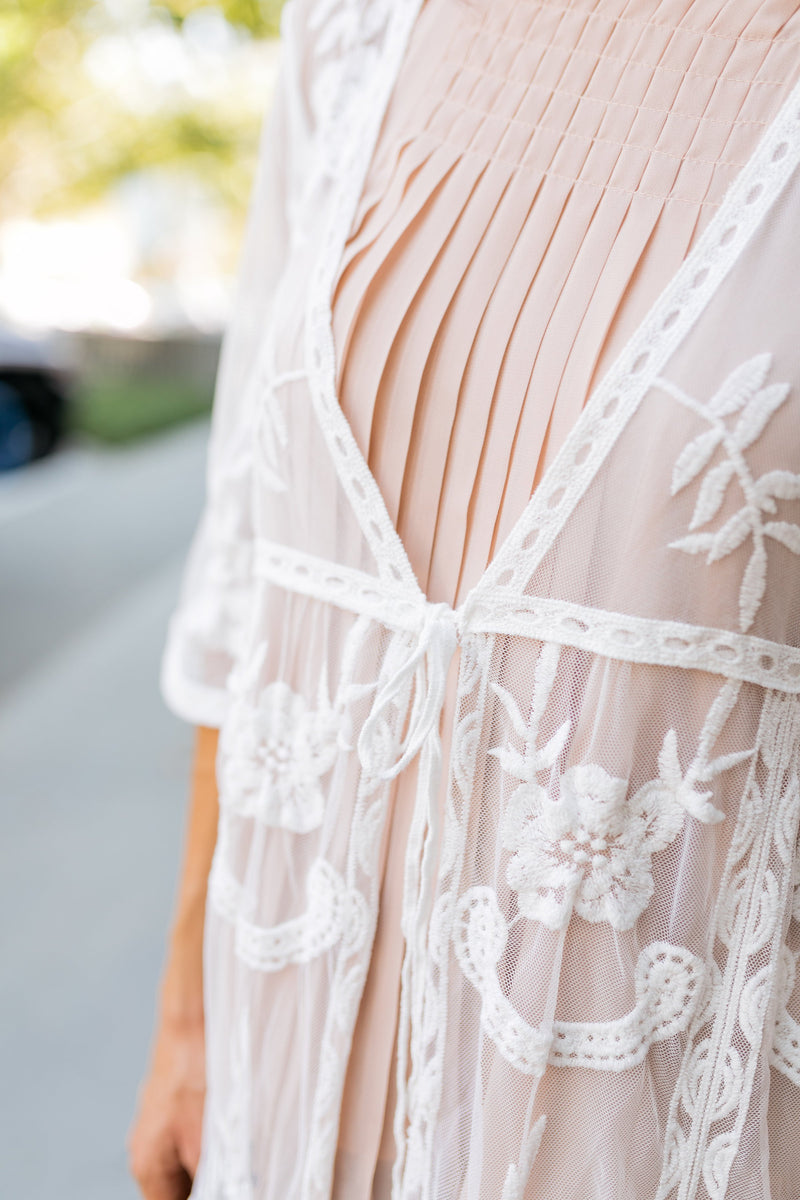 Endless Summer Scalloped Kimono In Ivory - ALL SALES FINAL