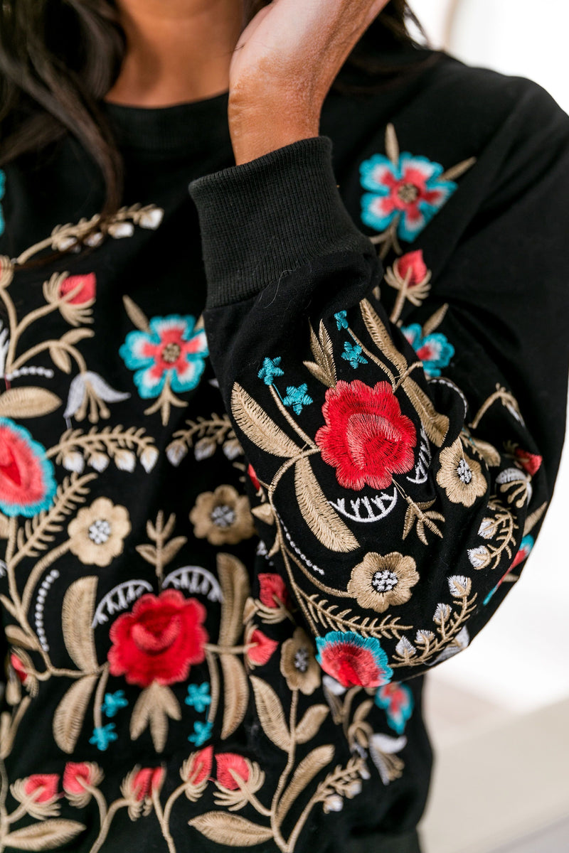 Evelyn Embroidered Floral Sweatshirt