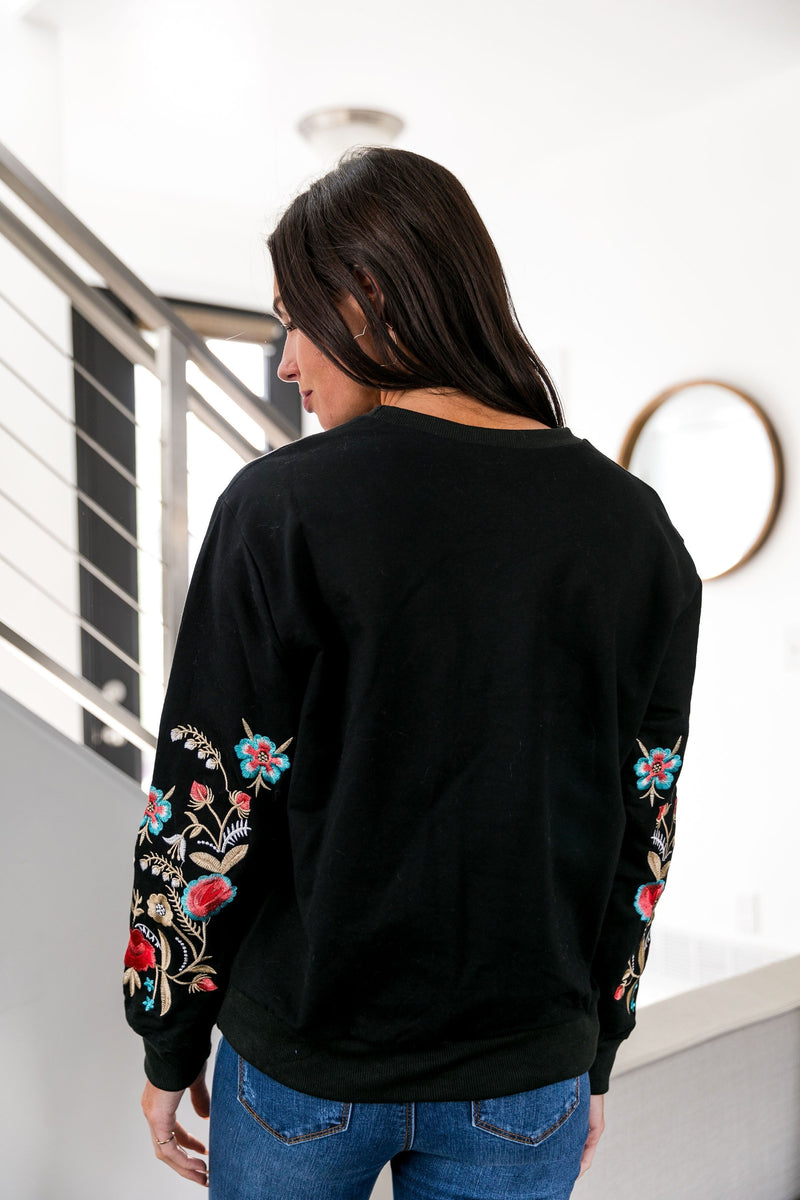 Evelyn Embroidered Floral Sweatshirt
