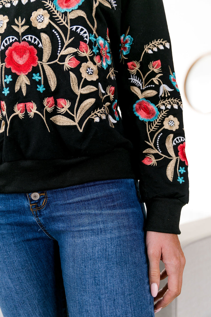 Evelyn Embroidered Floral Sweatshirt