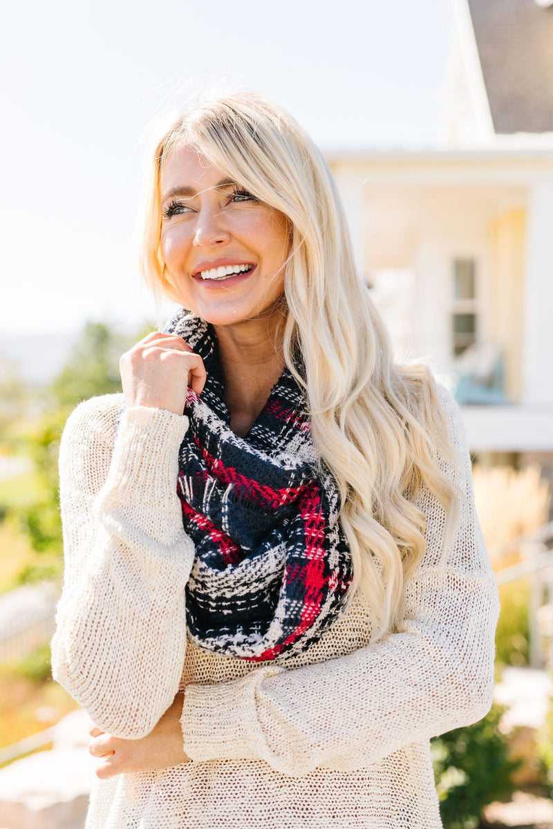 Fall And Beyond Infinity Scarf In Navy