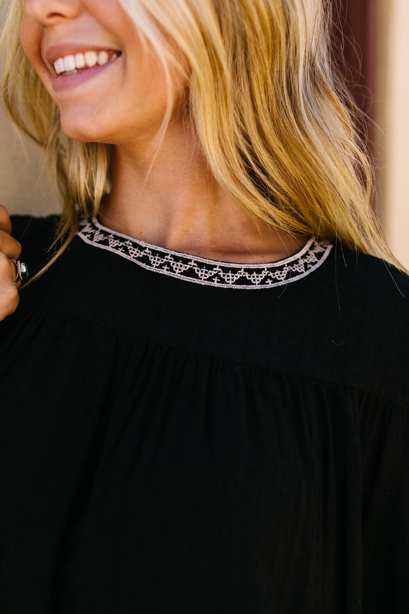 Falling Sleeves Embroidered Blouse