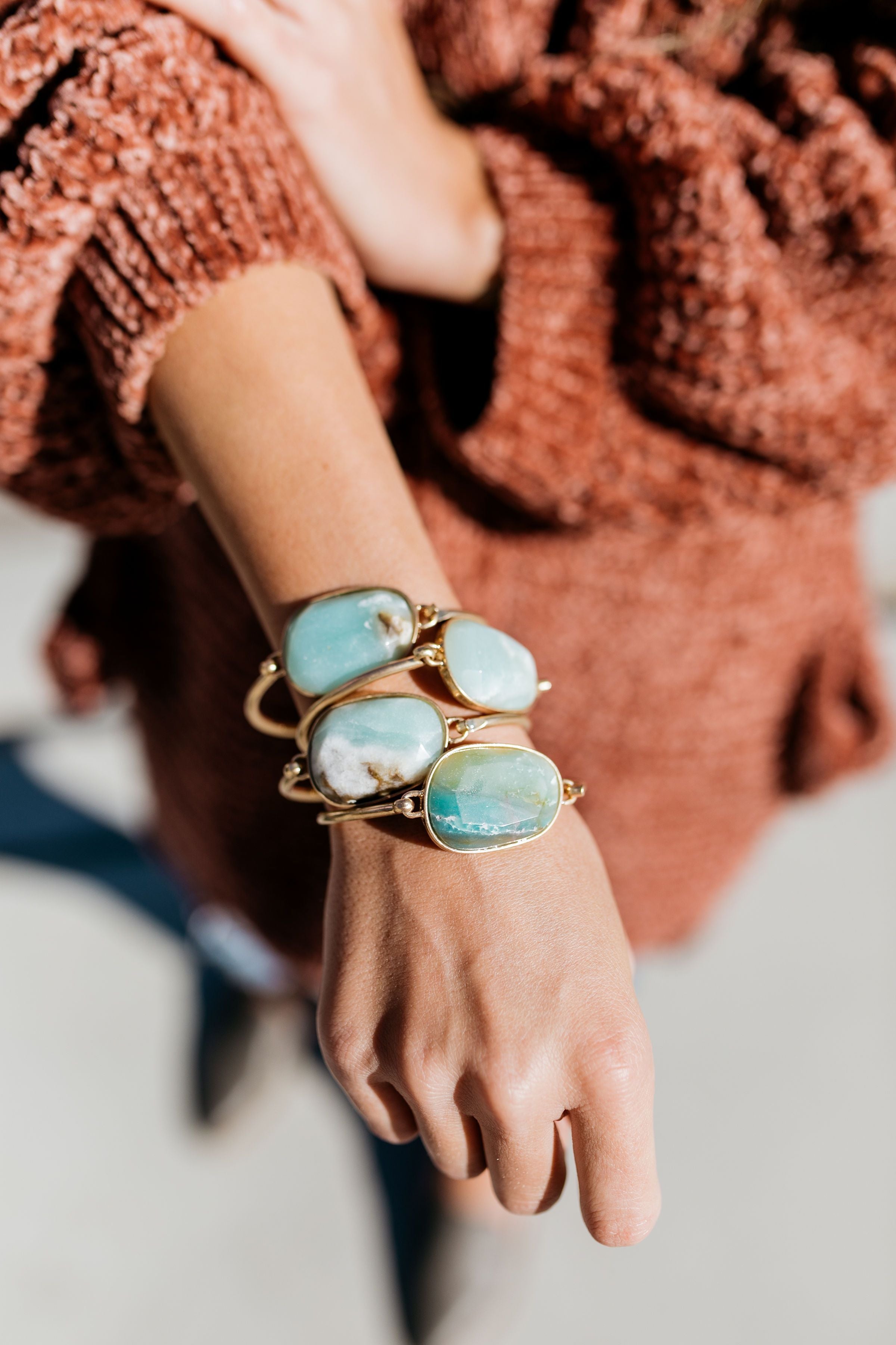 Fantastic Faceted Stone Bracelet In Aquamarine