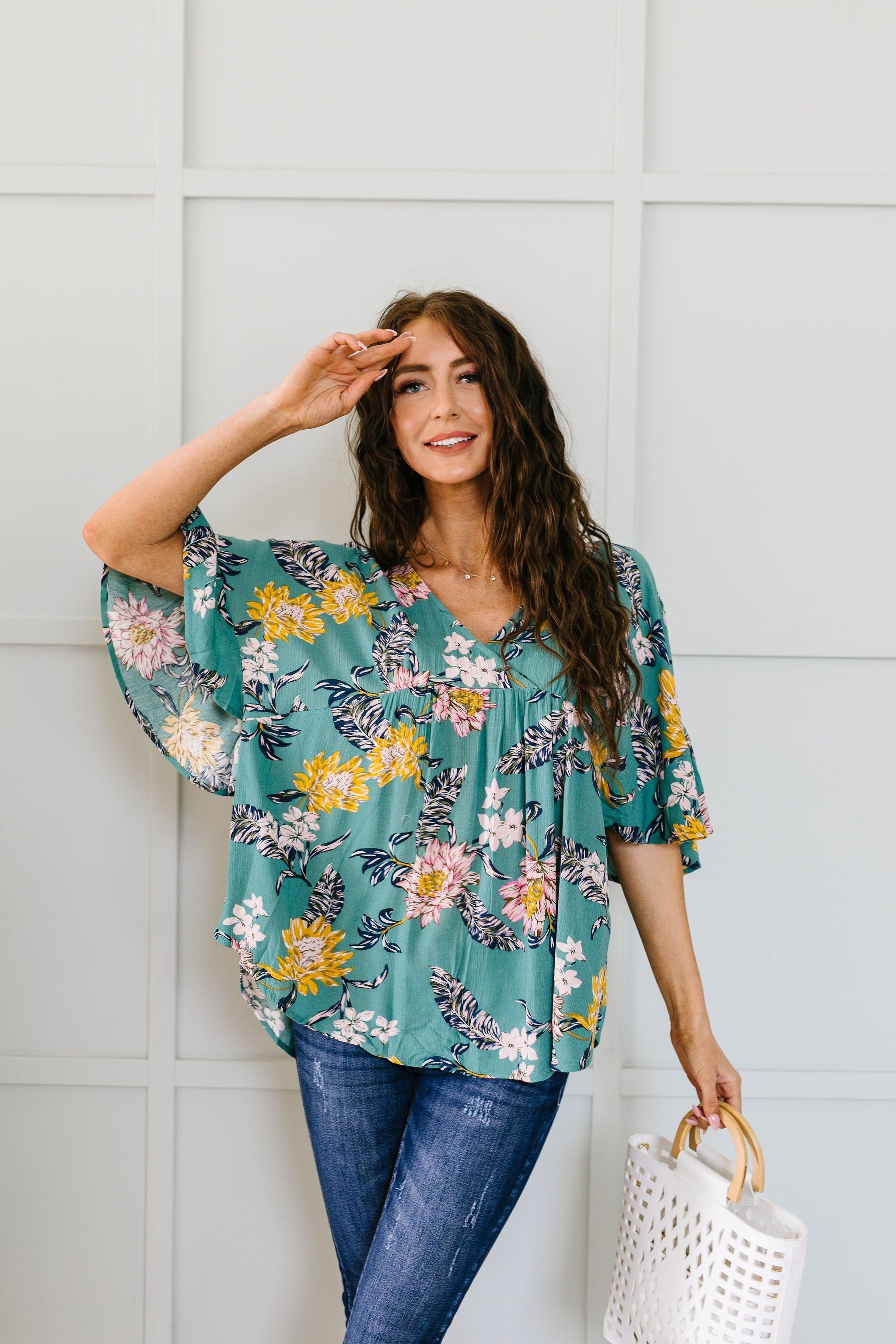 Feel The Teal Floral Blouse