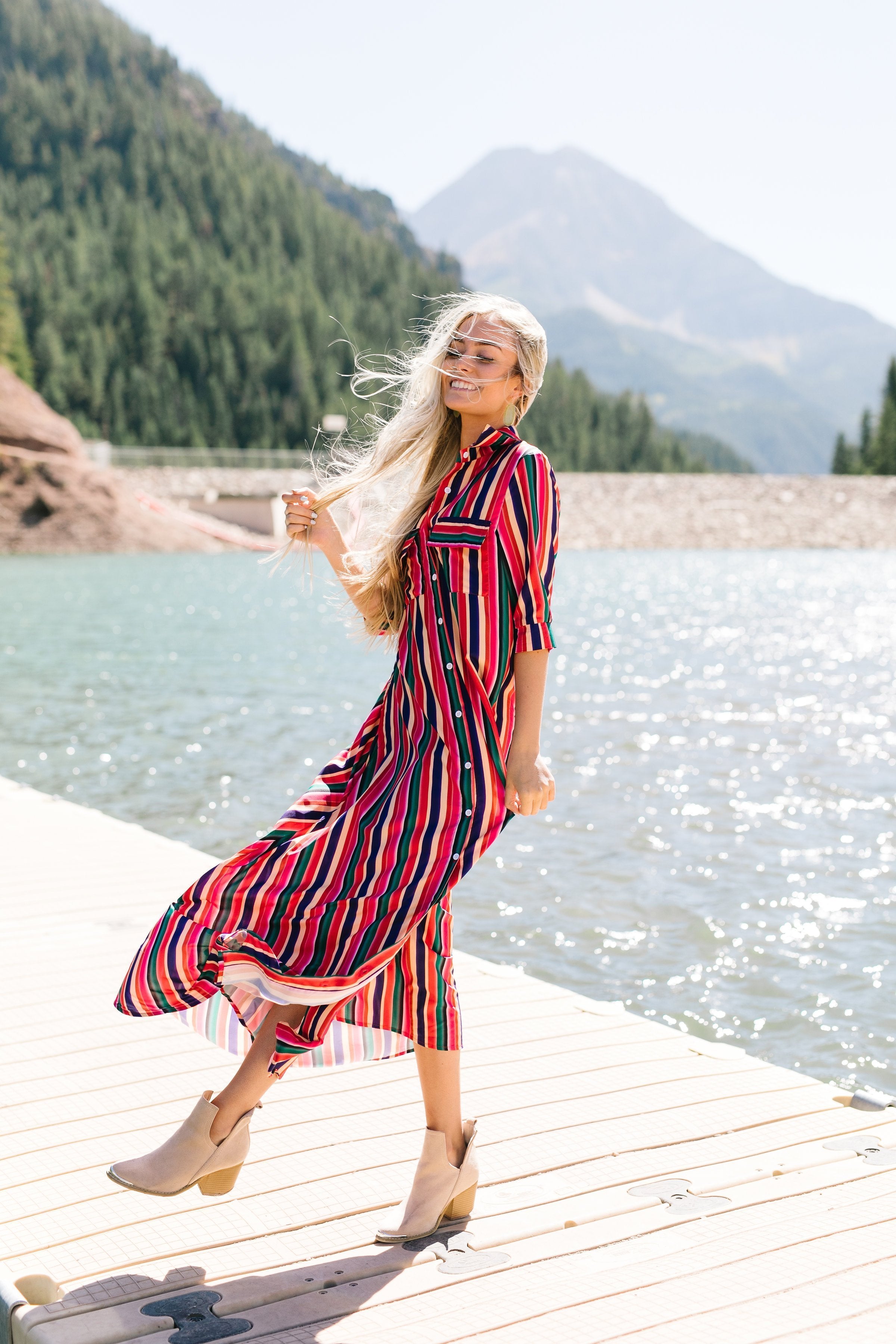 Fiery Fiesta Button-Down Maxi Dress - ALL SALES FINAL