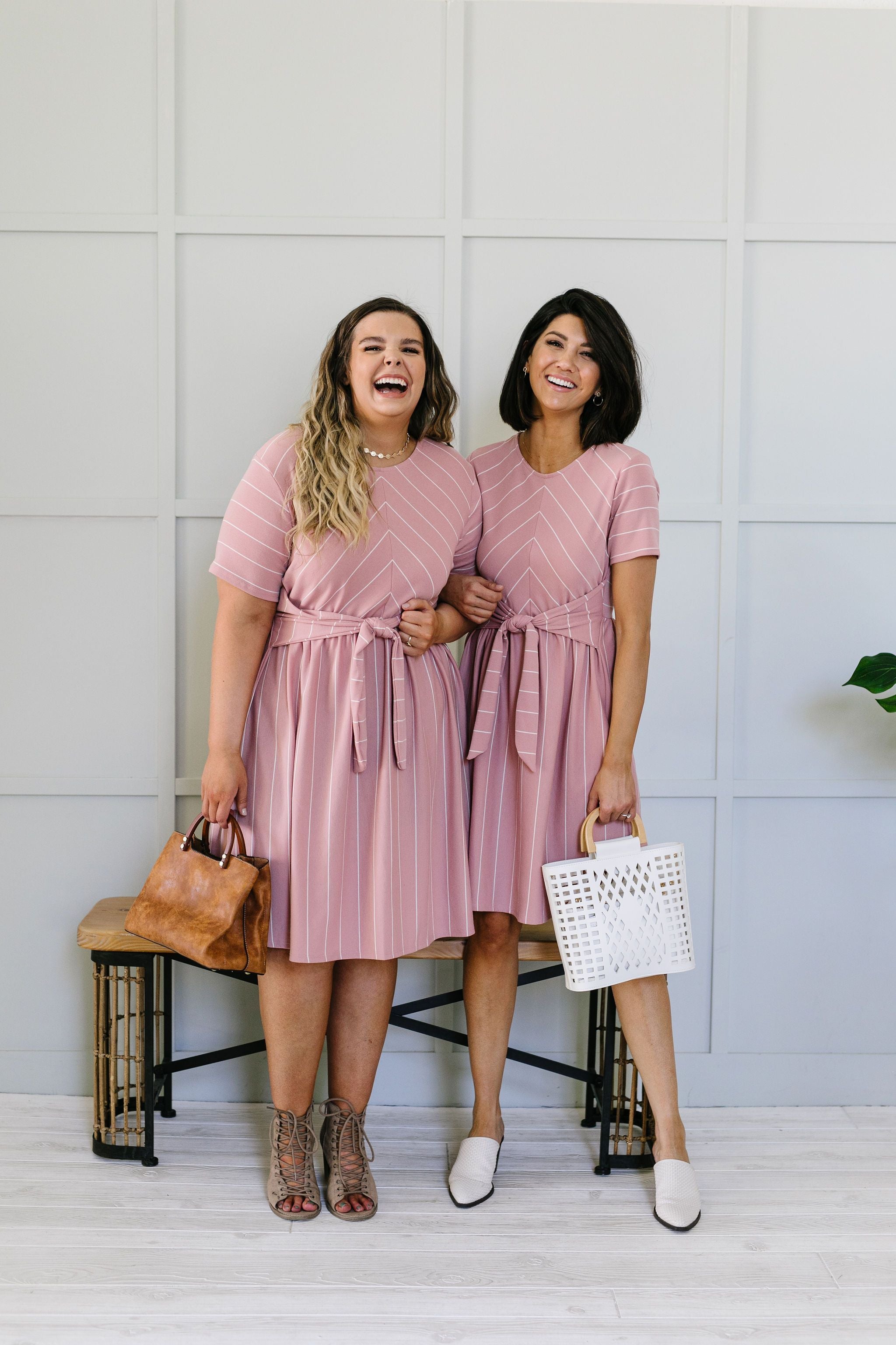 Fine Line Midi Dress In Mauve