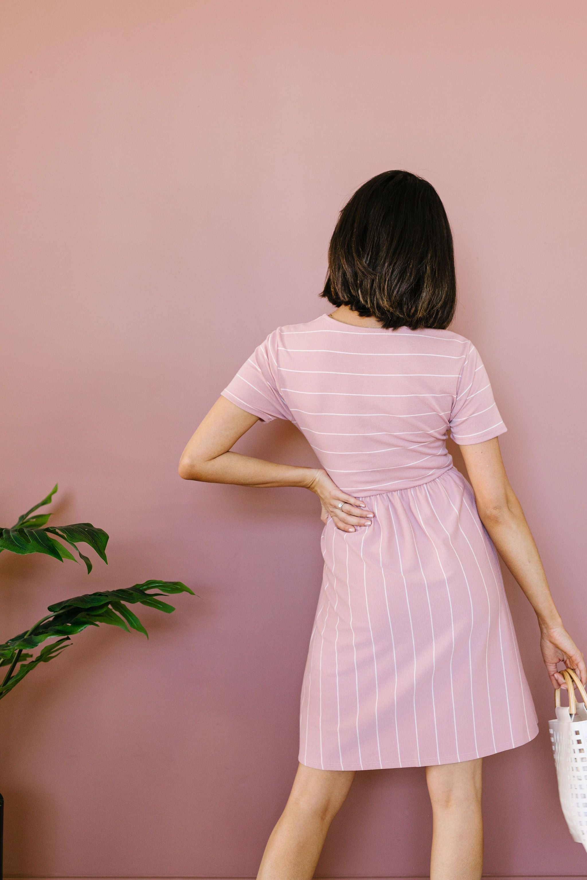 Fine Line Midi Dress In Mauve