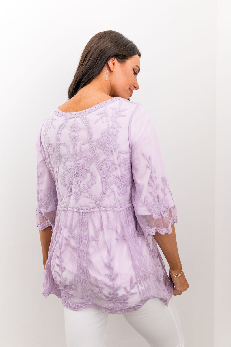 Flirty Lace Blouse In Lavender