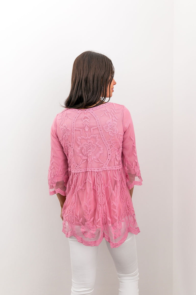 Flirty Lace Blouse In Pink