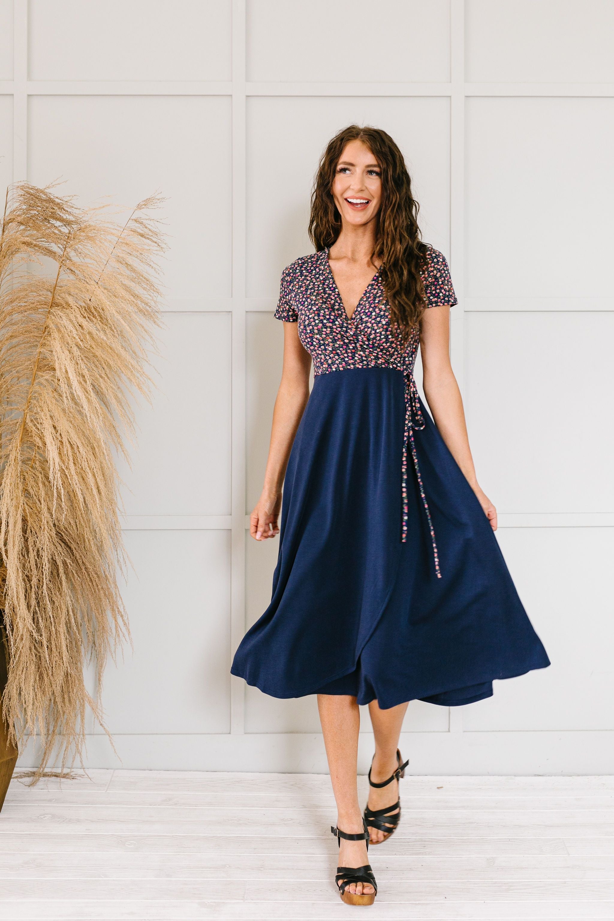 Flowers At Midnight Midi Dress