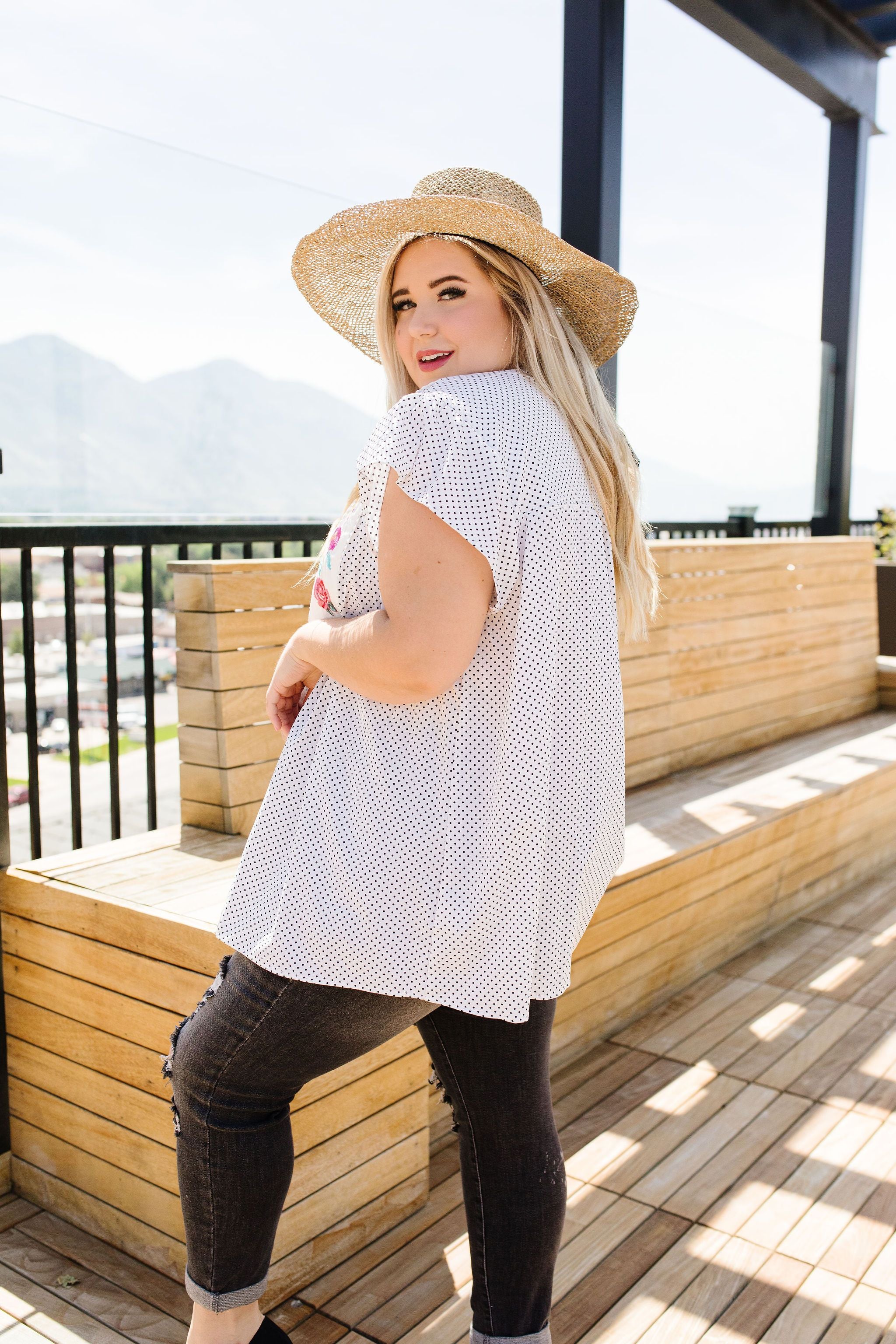 Flowers & Dots Embroidered Blouse