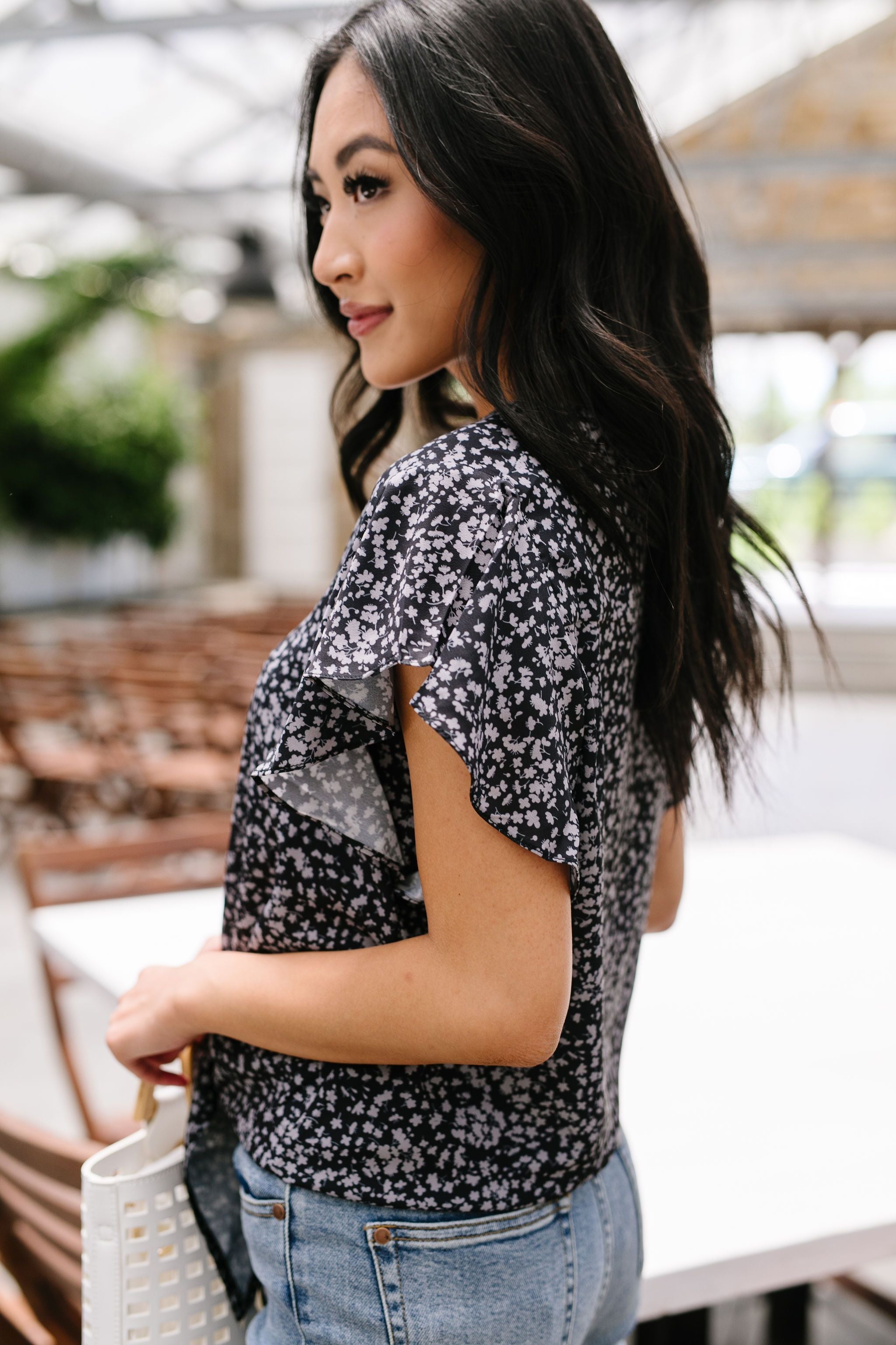 Flutters Blouse In Black