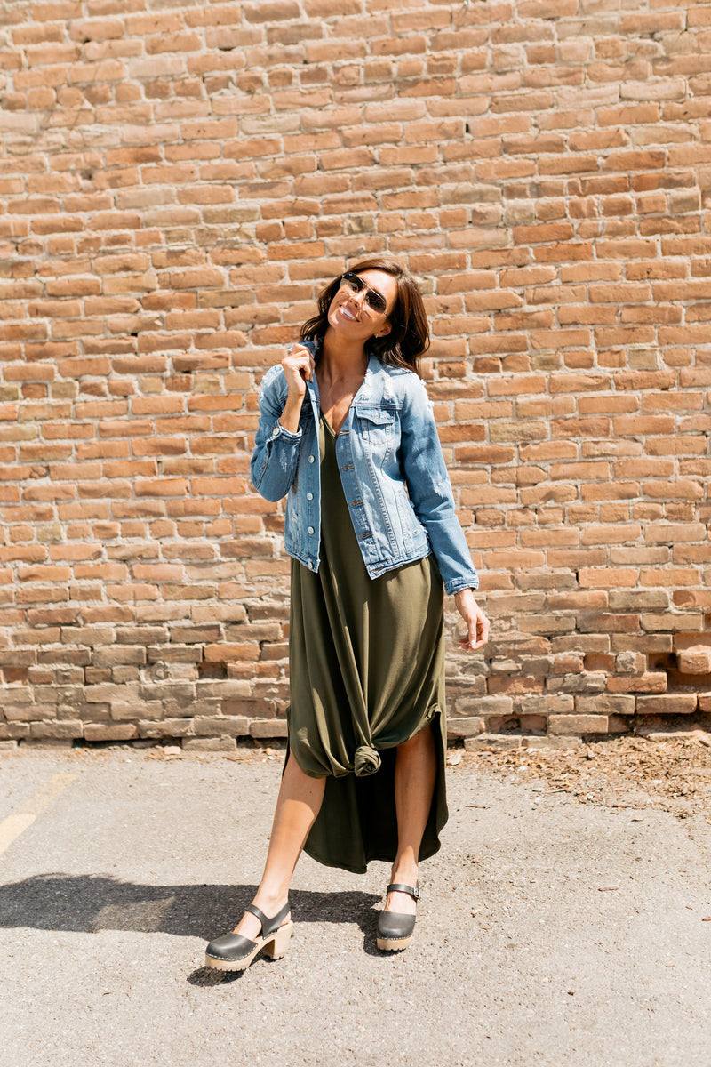 Free And Easy Maxi Dress In Olive - ALL SALES FINAL