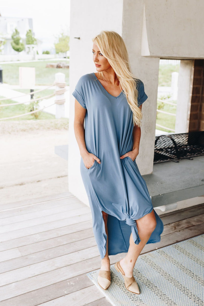 Free And Easy Maxi Dress In Dusty Blue