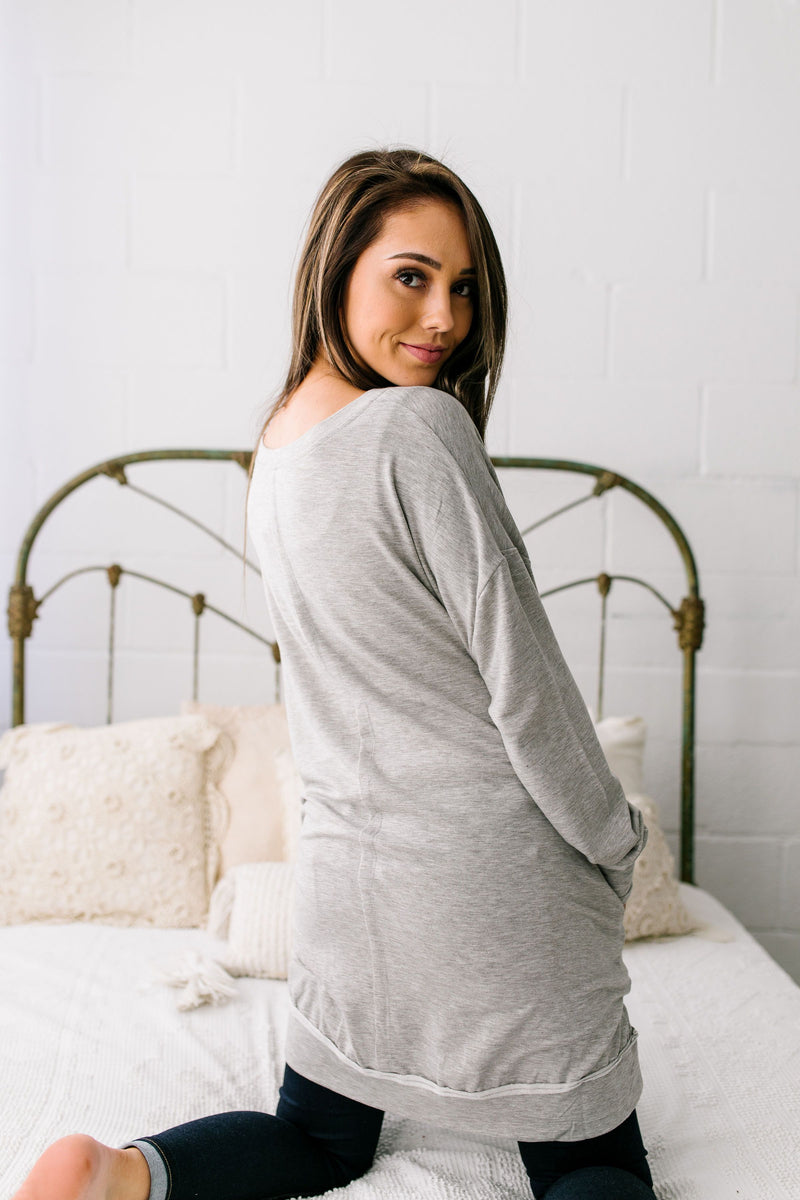 Free Fallin' Heather Gray Pocketed Sweatshirt