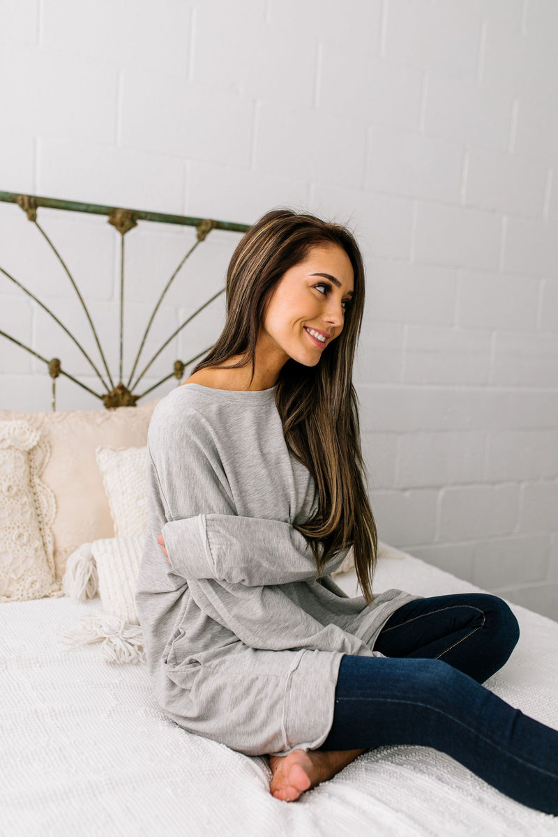 Free Fallin' Heather Gray Pocketed Sweatshirt
