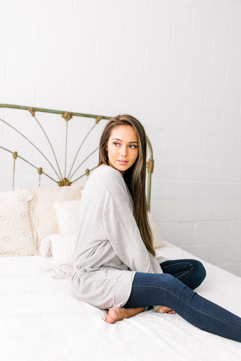 Free Fallin' Heather Gray Pocketed Sweatshirt