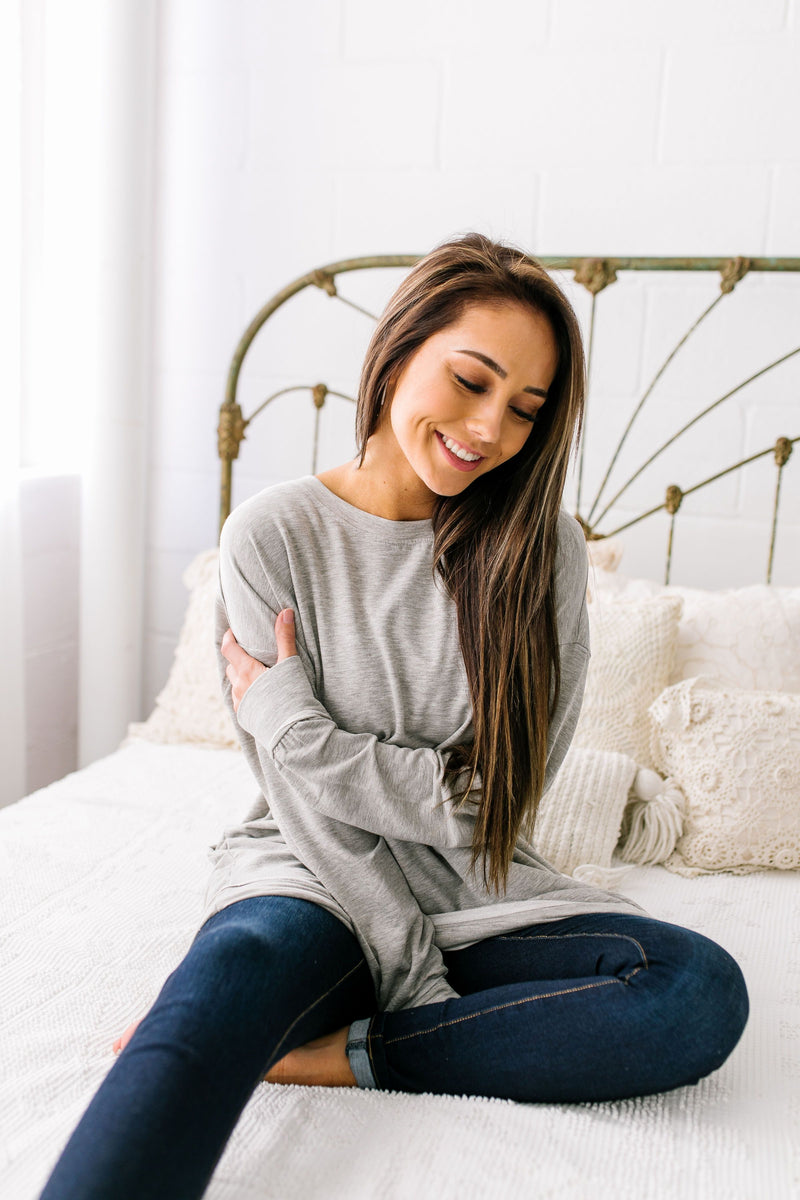 Free Fallin' Heather Gray Pocketed Sweatshirt