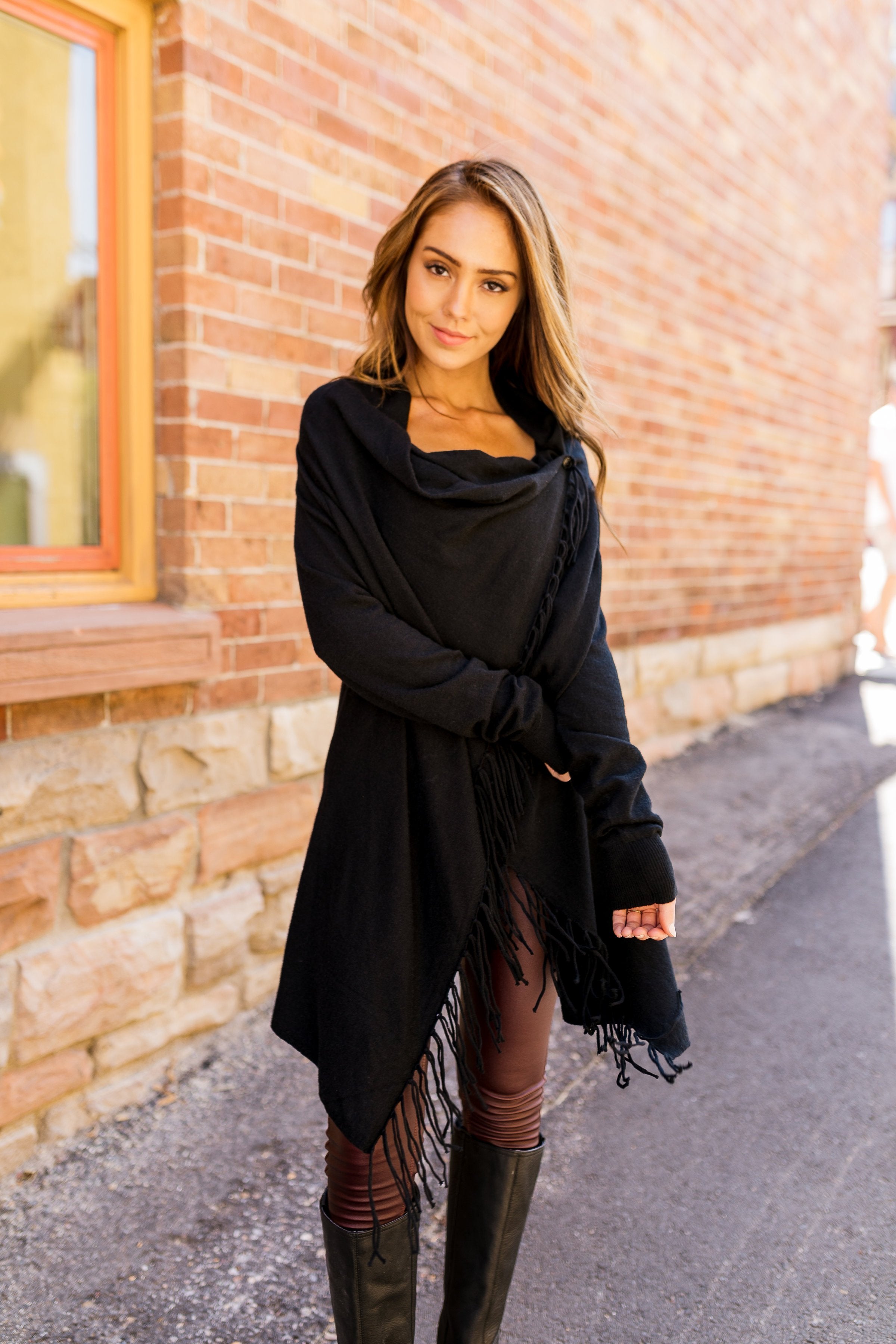 Fringe Benefits Cardigan In Black