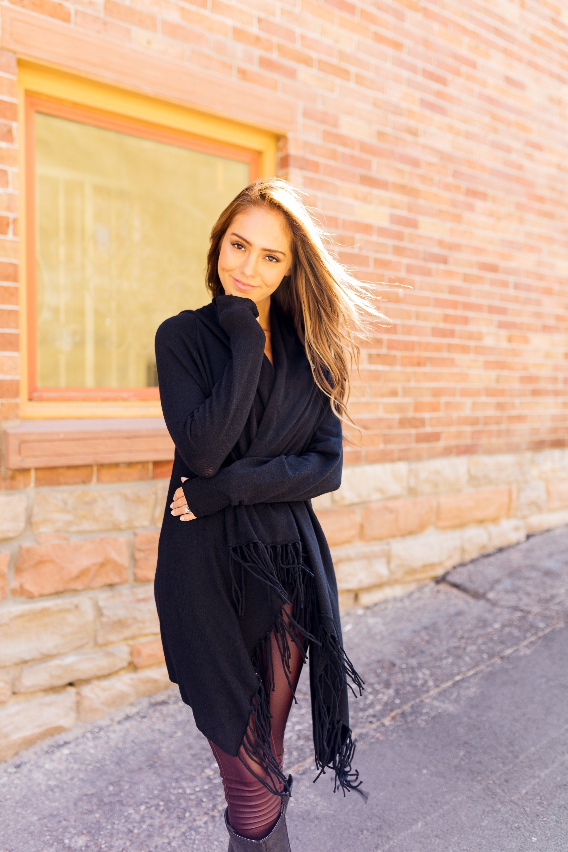 Fringe Benefits Cardigan In Black