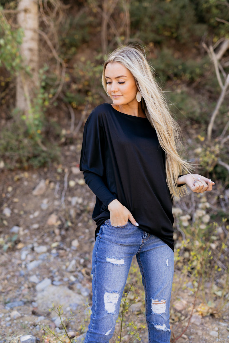 From Daycare To Date Night Top in Black