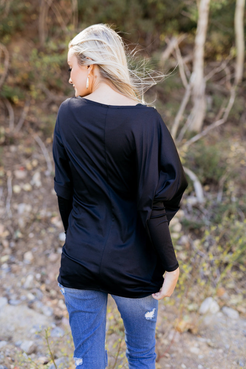 From Daycare To Date Night Top in Black