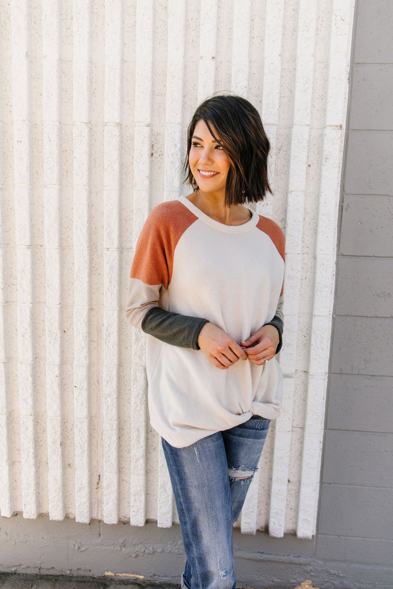 Fuzzy Color Block Top