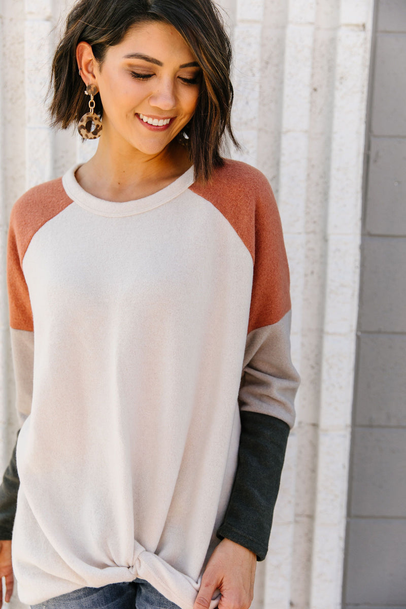 Fuzzy Color Block Top