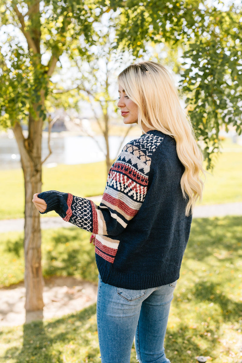 Geo-Knitting Striped Sweater