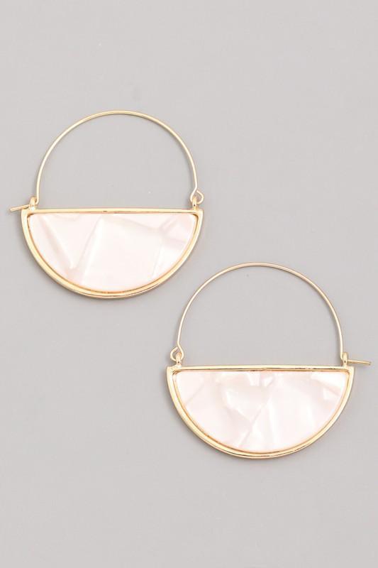 Glass Half Full Hoop Earrings In White