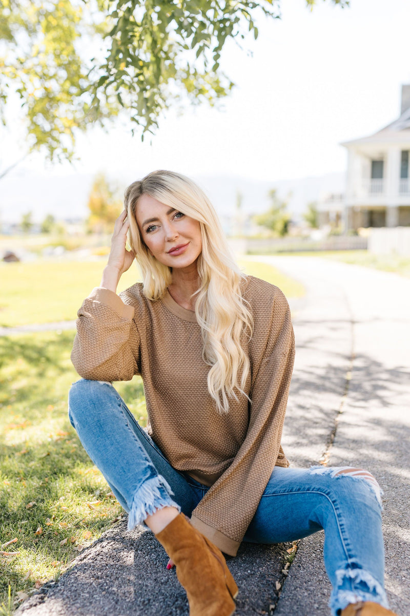 Golden Wheat Waffle Knit Pullover