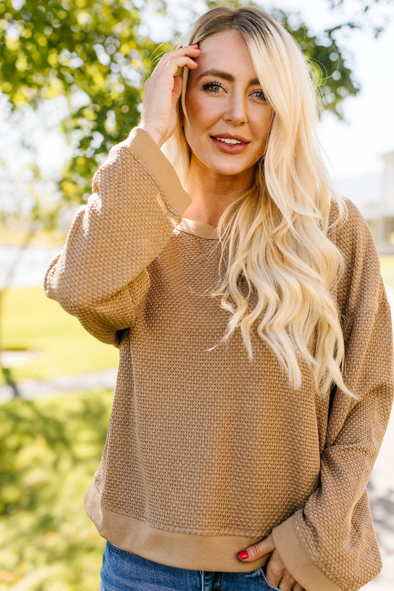 Golden Wheat Waffle Knit Pullover
