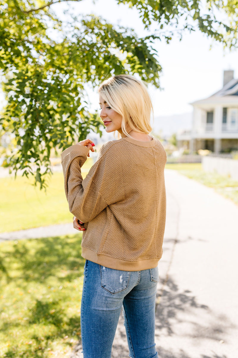 Golden Wheat Waffle Knit Pullover