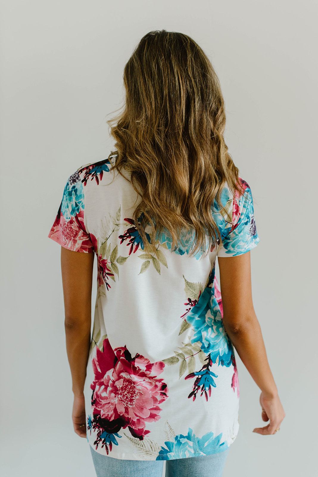 Grand Design Pink Floral V-Neck