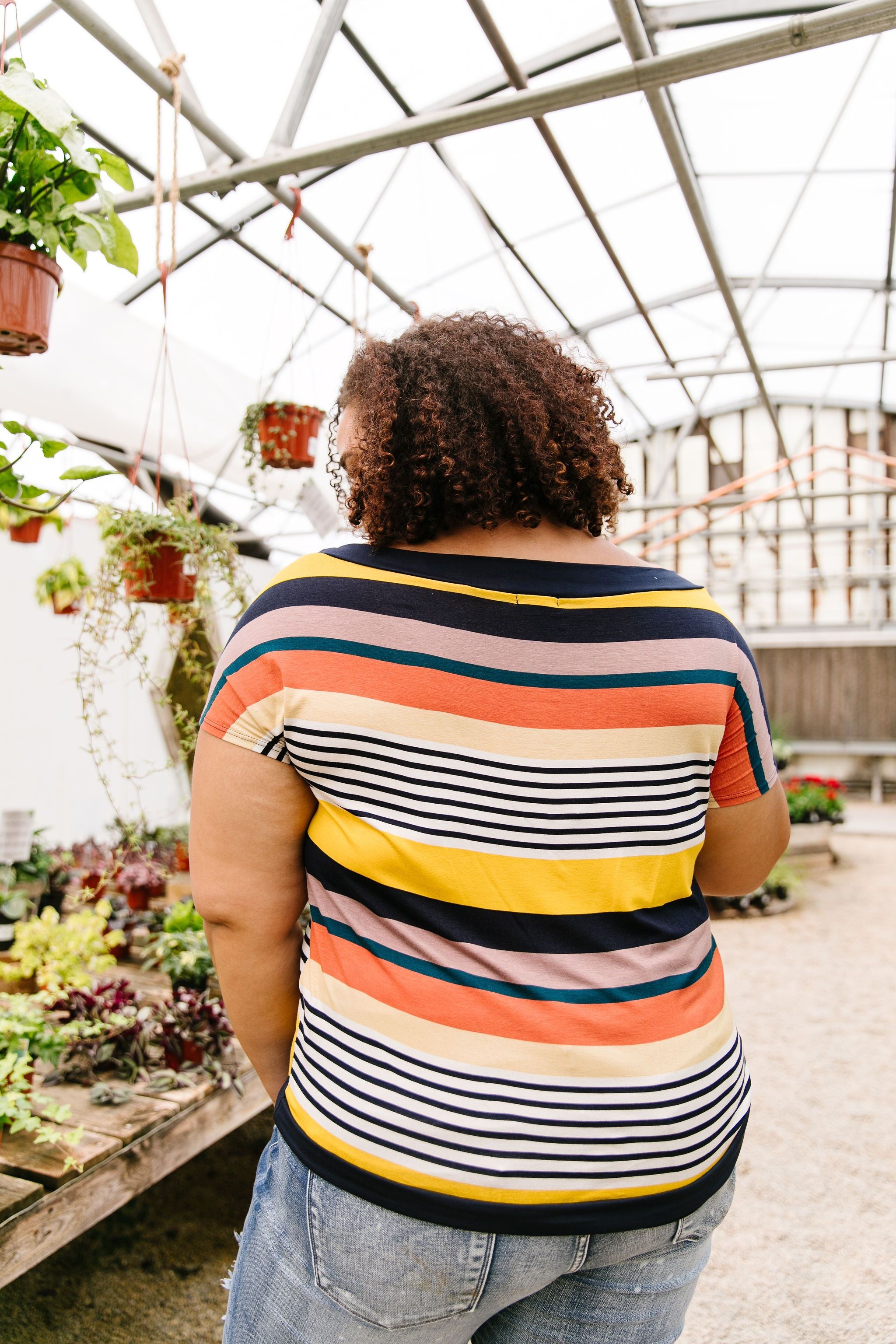 Happy Stripes Boatneck Top In Coral