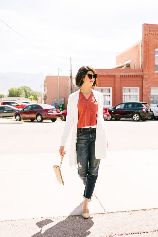 Hidden Button Ivory Cardigan