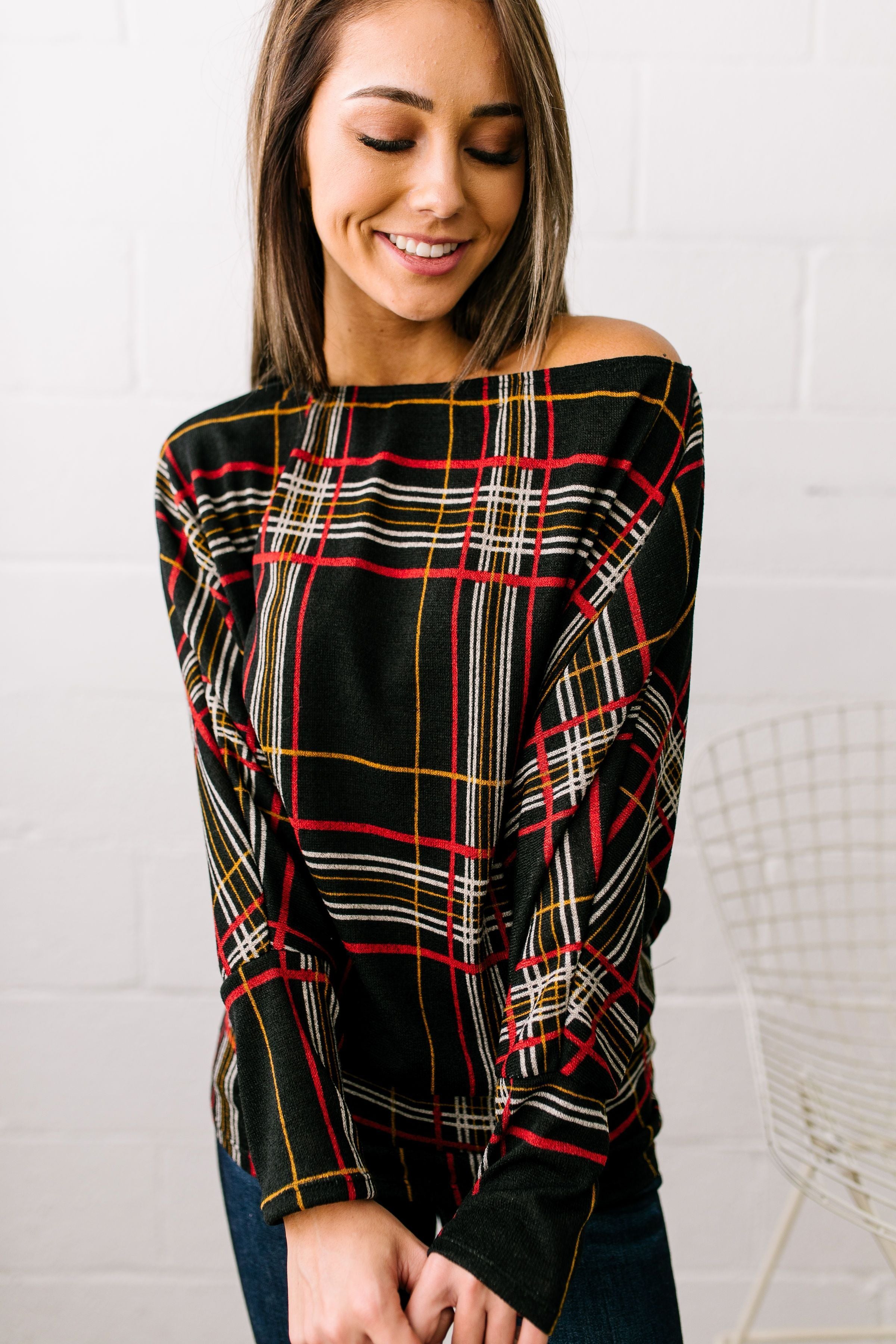 Highland Holiday Plaid Dolman Sleeve Sweater - ALL SALES FINAL