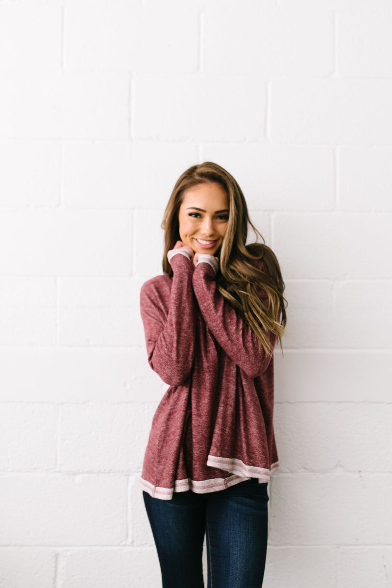 Hipster Heathered Tunic In Faded Burgundy - ALL SALES FINAL