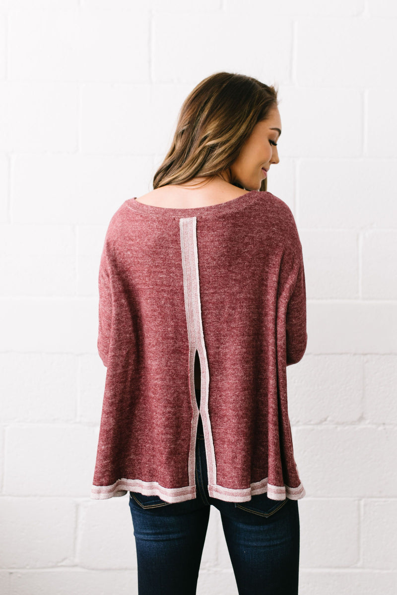 Hipster Heathered Tunic In Faded Burgundy - ALL SALES FINAL