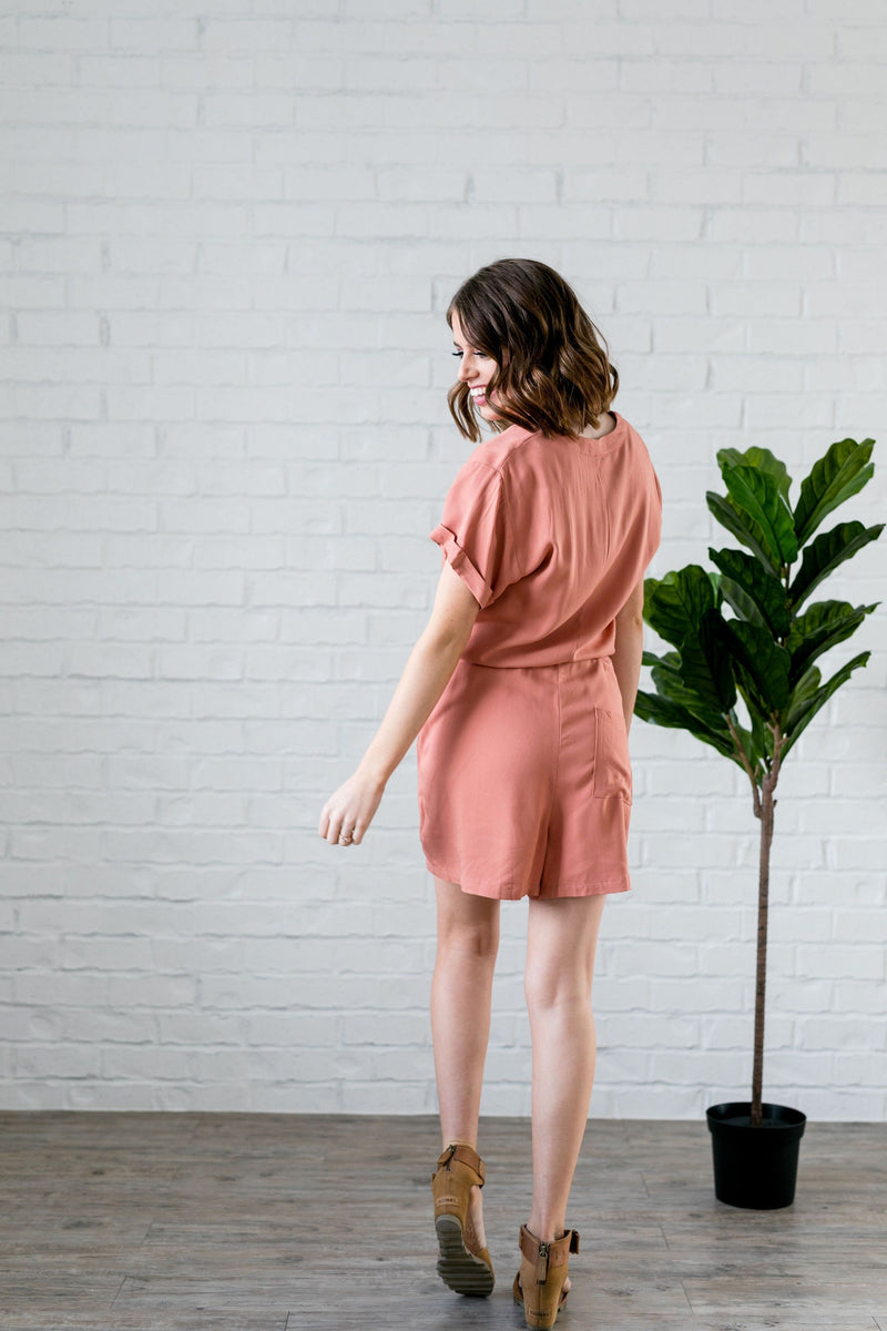 I'm On Safari Romper In Papaya