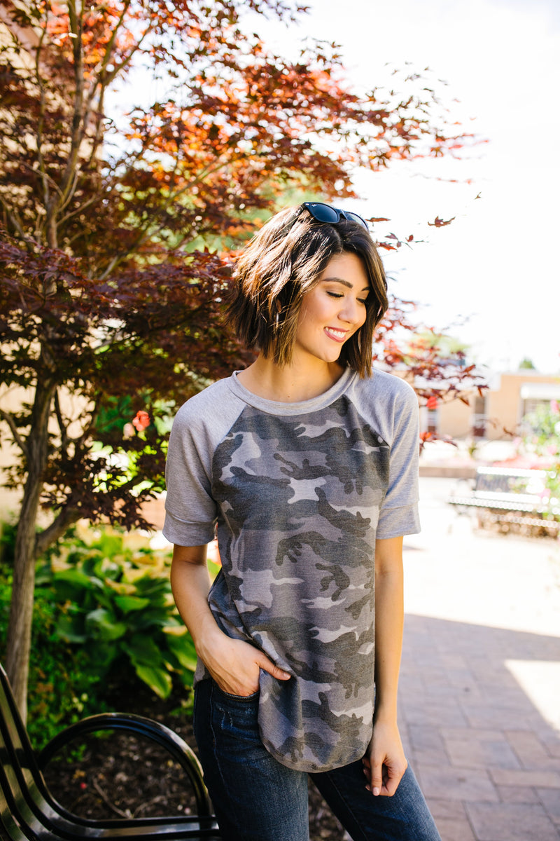 In The Trenches Camouflage Raglan Top
