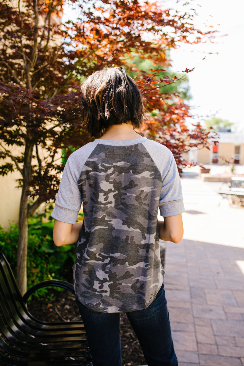In The Trenches Camouflage Raglan Top